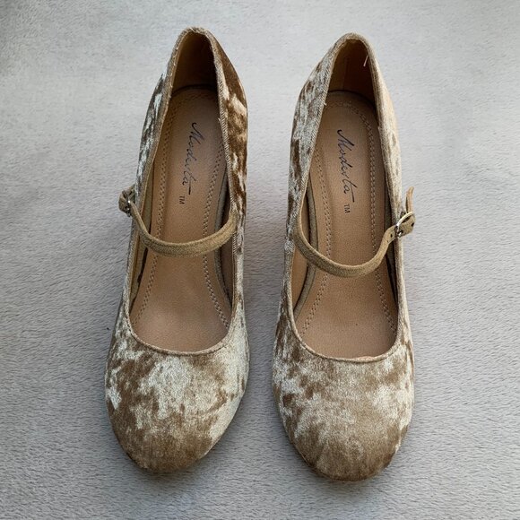 Modesta Carmeo-01 Crushed Velvet Mary Jane Style Block Heels - Picture 5 of 16